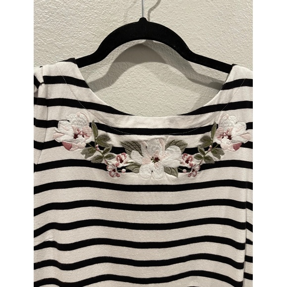 KATE SPADE Floral White Black Striped Fit And Flare Mini Dress - Picture 4 of 8